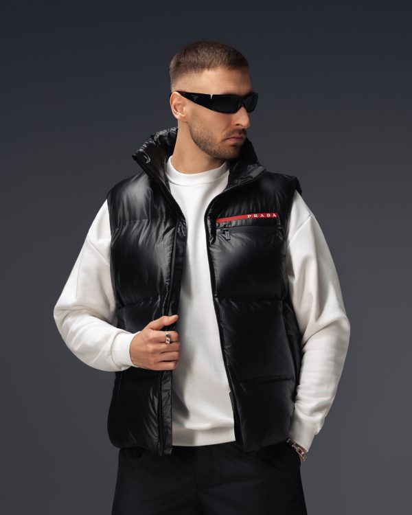 Prada Linea Rossa Black Puffer Vest