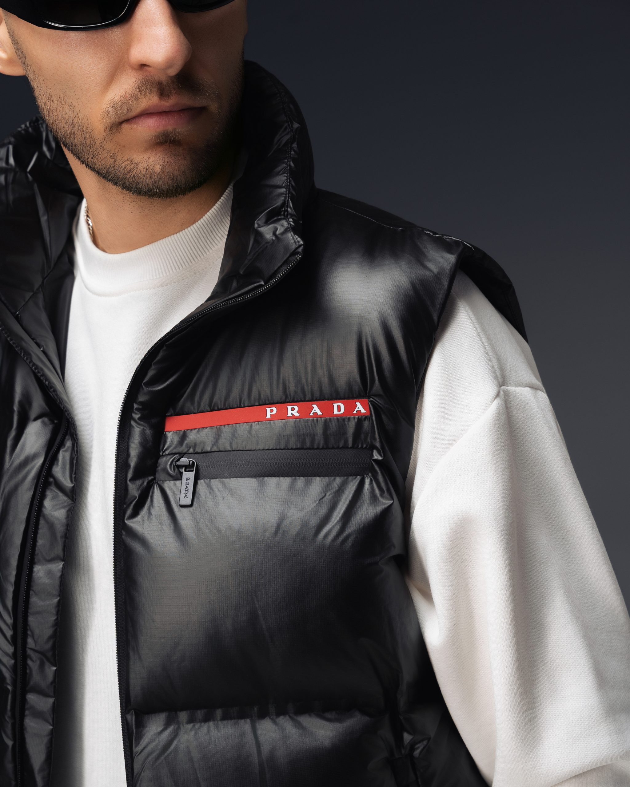 Prada Linea Rossa Black Puffer Vest