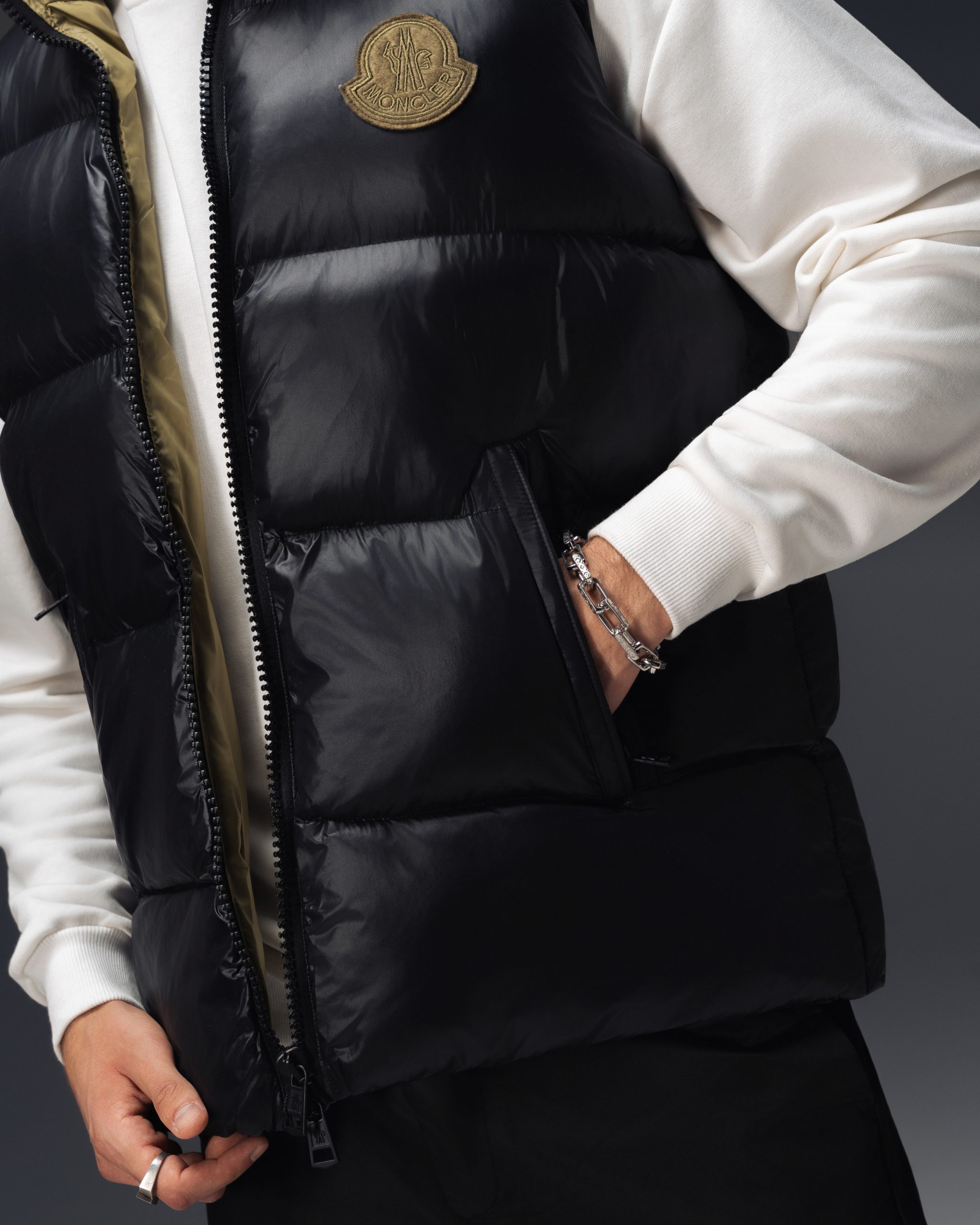 Moncler Black Glossy Puffer Vest