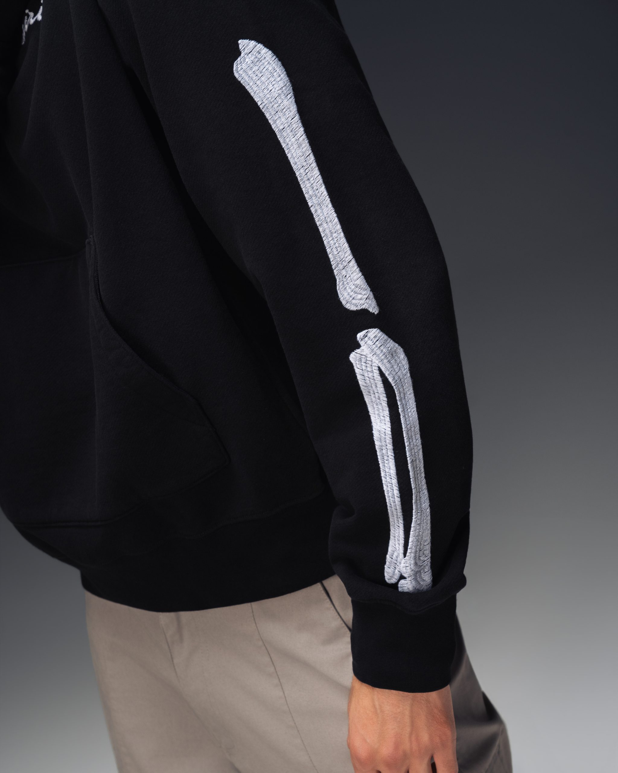 Amiri Bone Logo Oversized Black Hoodie
