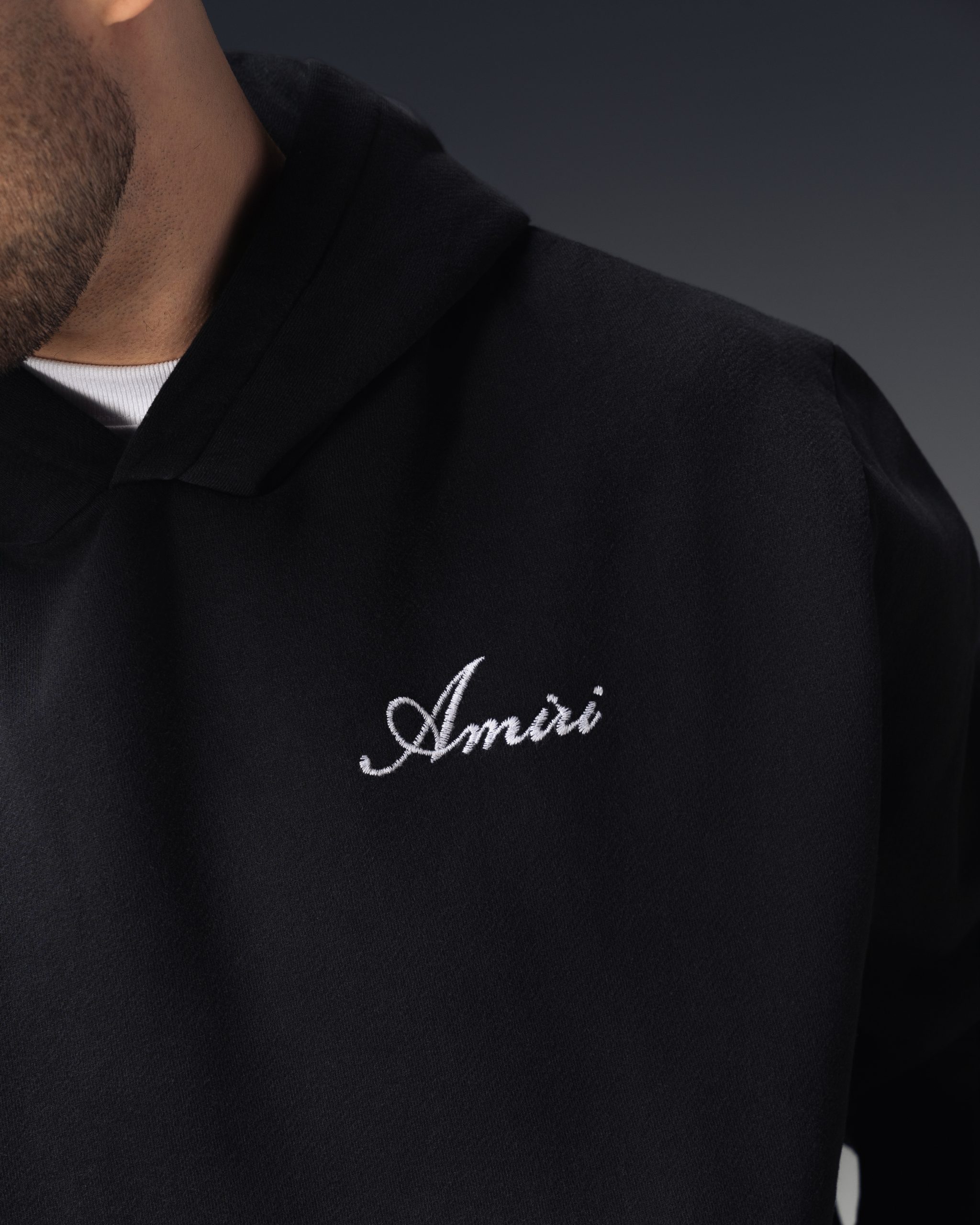 Amiri Bone Logo Oversized Black Hoodie